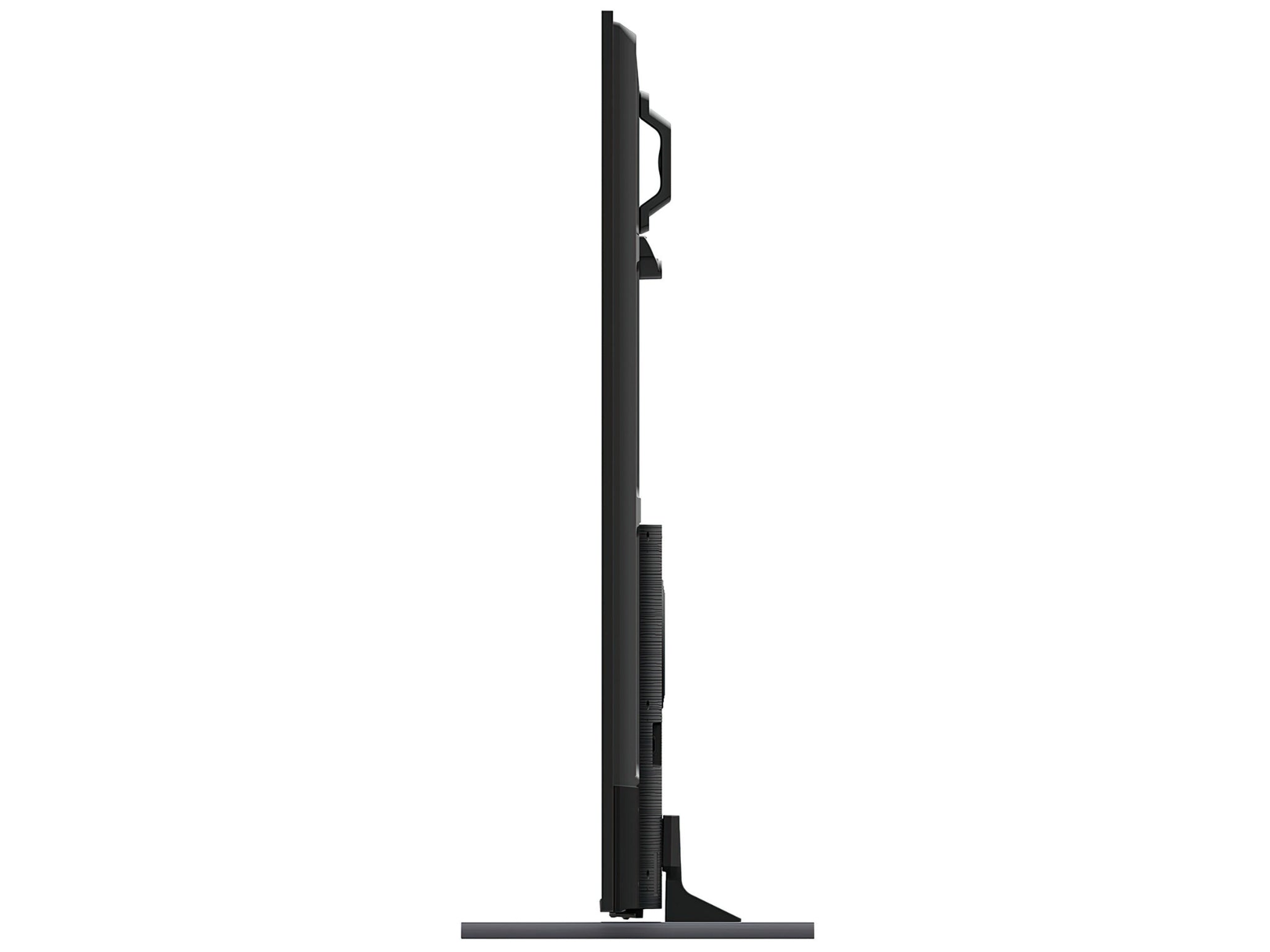 Hisense 100E7NQ PRO tv widok z boku smukła obudowa telewizora