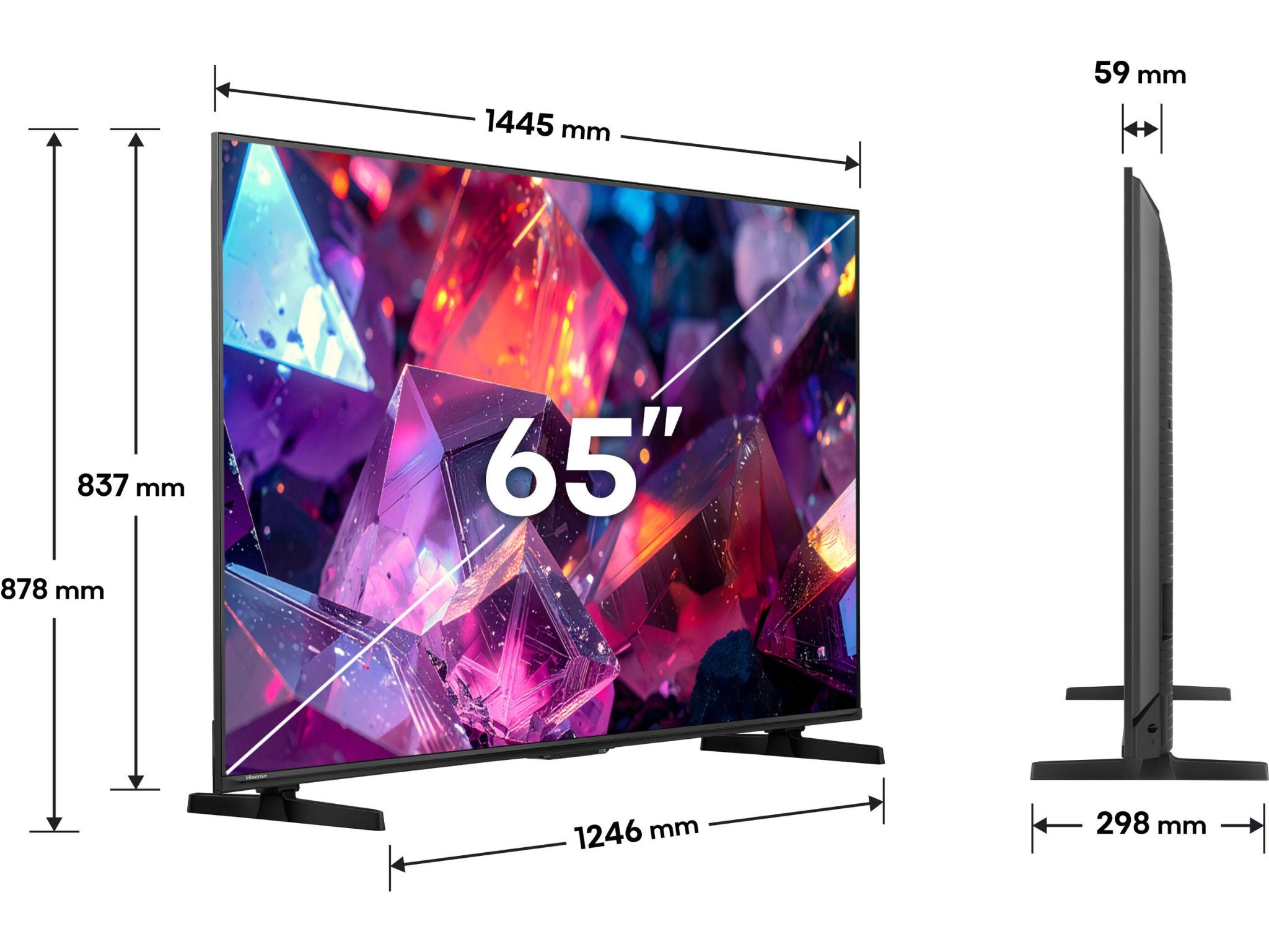 Hisense 65E77S PRO wymiary telewizora 65 cali