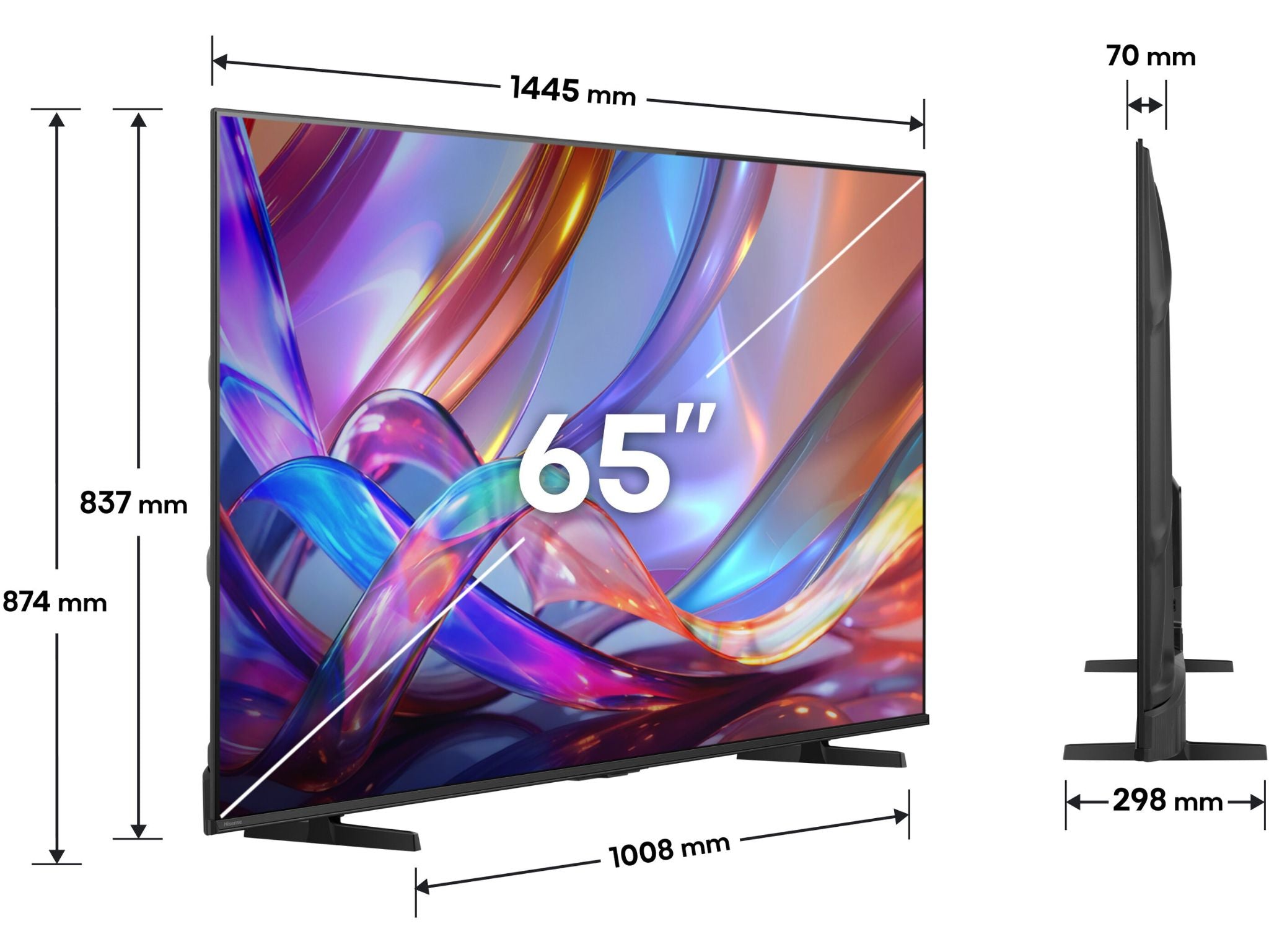 Hisense 65E7S wymiary telewizora 65 cali