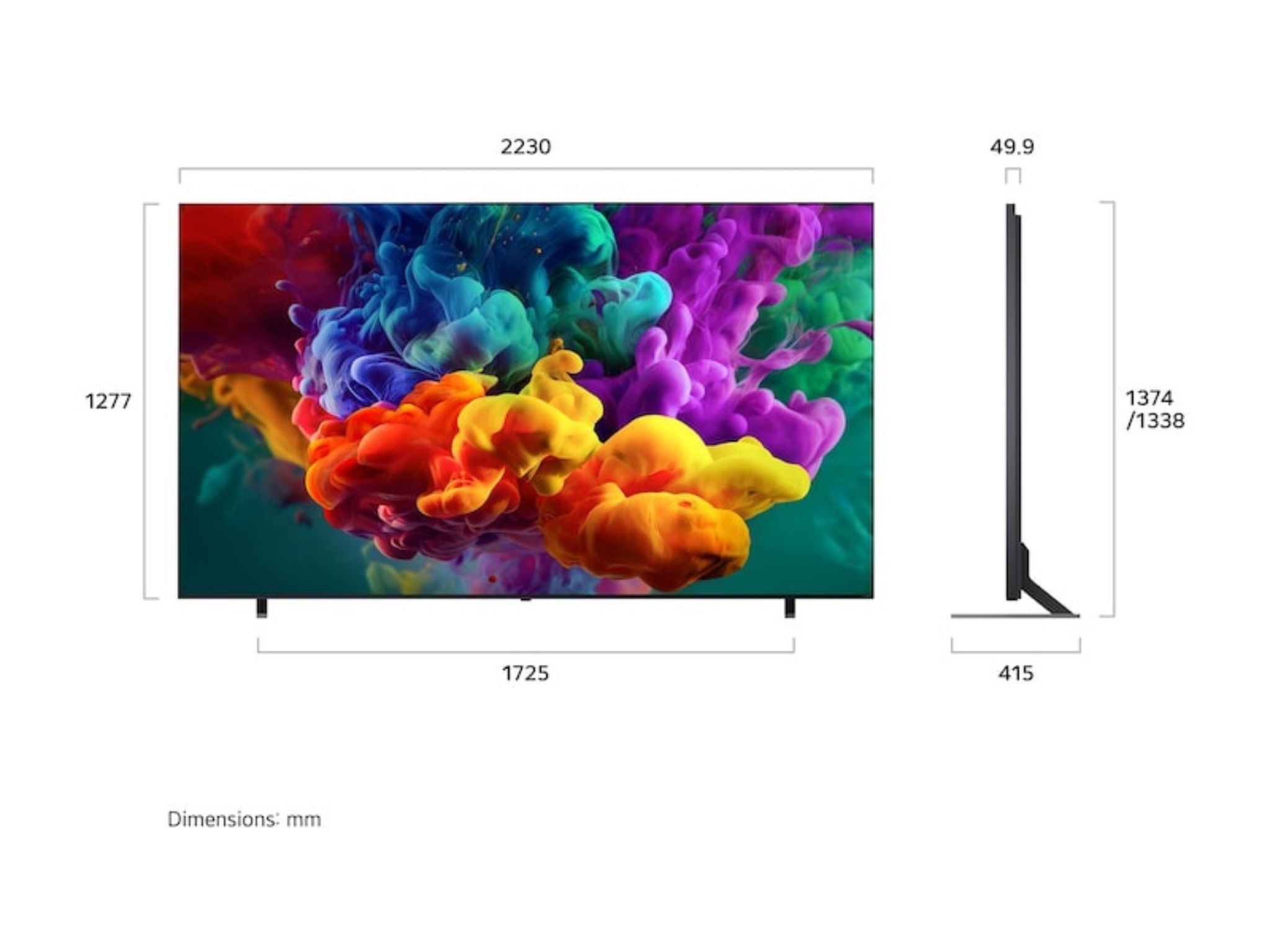 LG 100QNED87B6 wymiary telewizora 100 cali szerokość wysokość głębokość