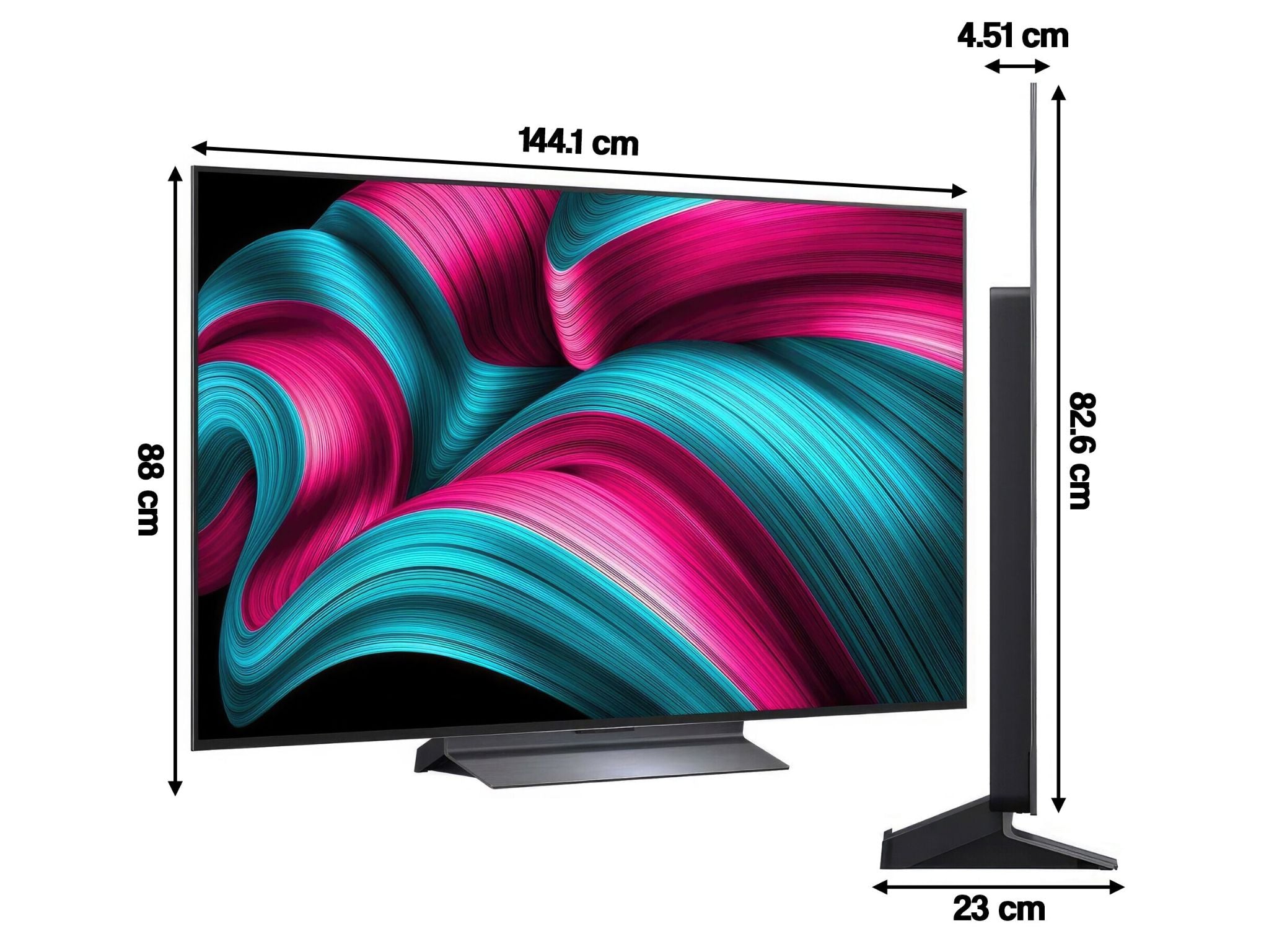 LG 65C54LA 65 cali wymiary szerokość wysokość głębokość