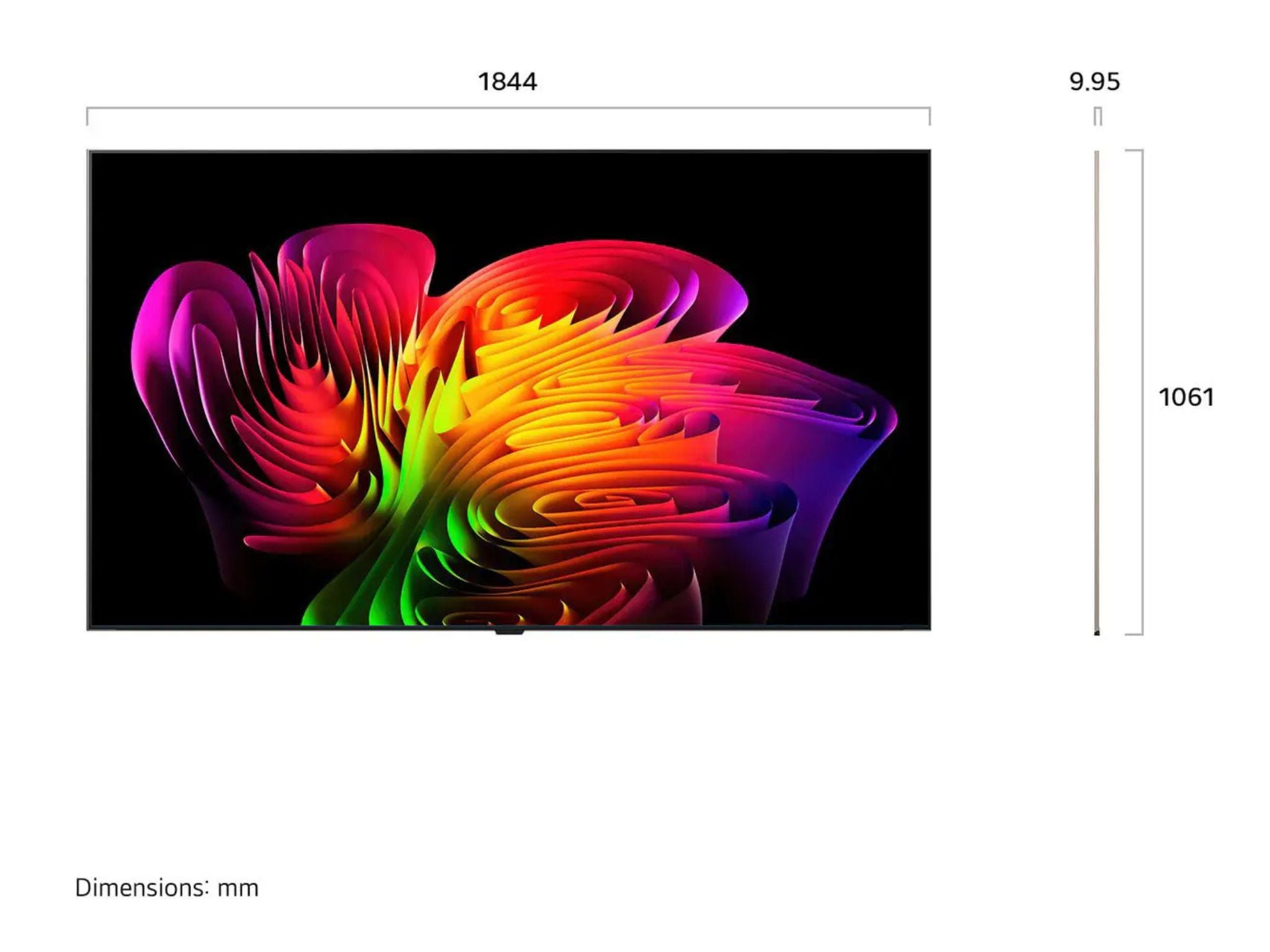 LG 83W69LA wymiary telewizora OLED evo 83 cale szerokość wysokość głębokość