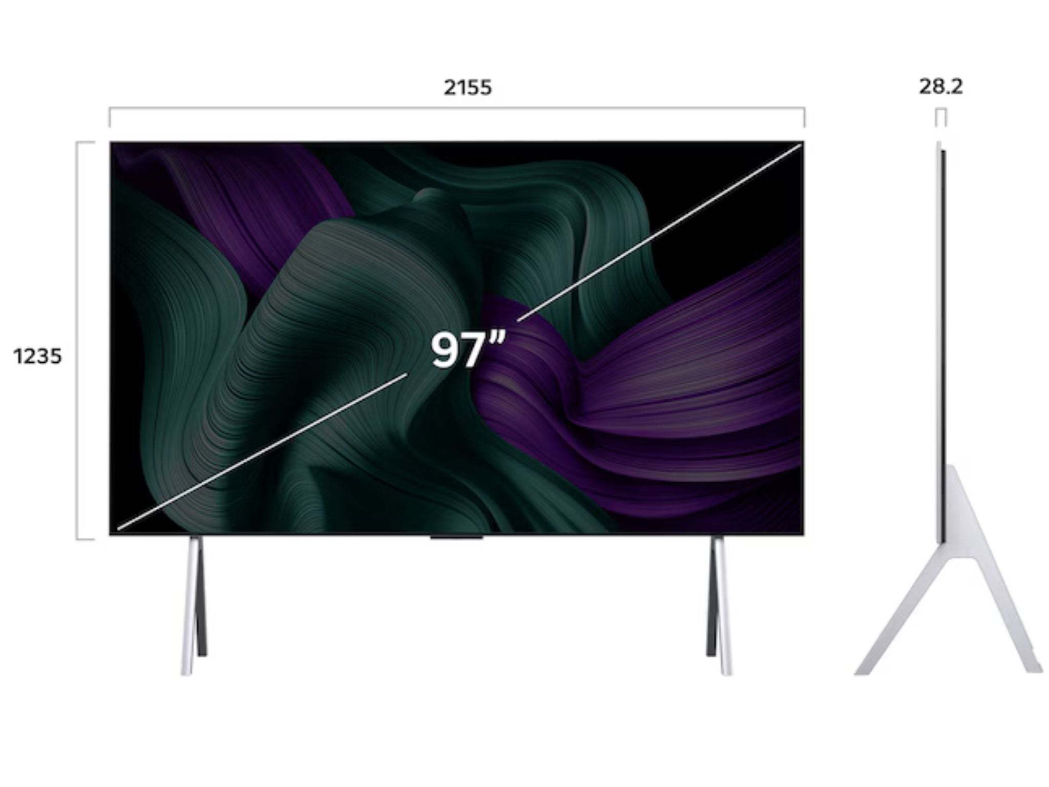 LG 97M59 wymiary telewizora 97 cali szerokość wysokość głębokość