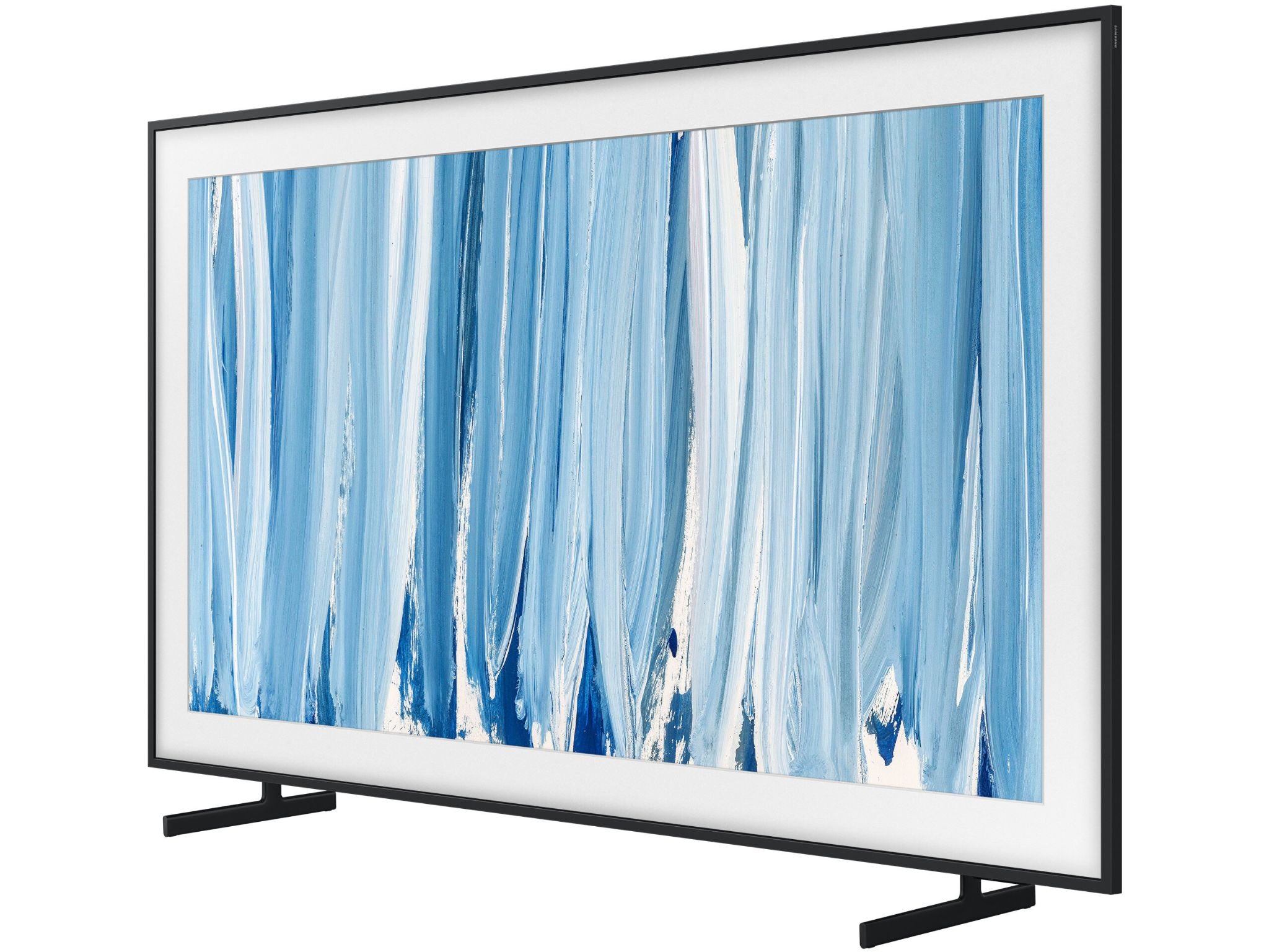 Samsung 85LS03HW telewizor jak obraz The Frame Pro widok po skosie