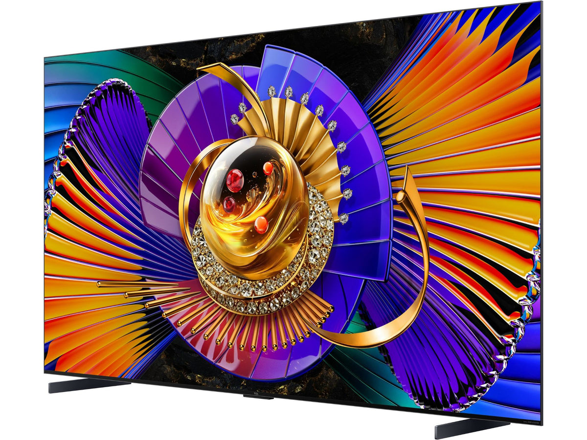 TCL 98C7L telewizor 98 cali Google TV widok po skosie