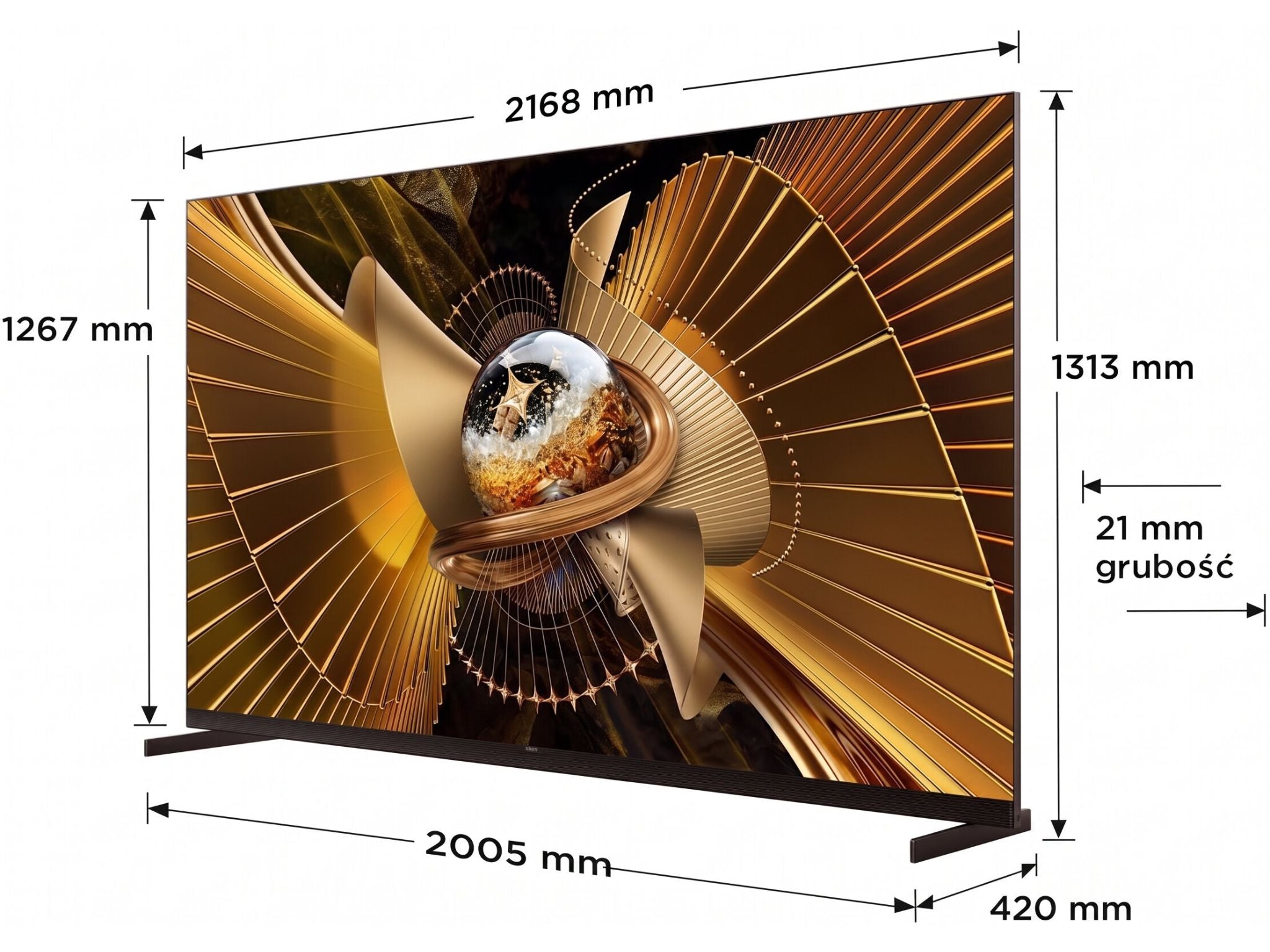 TCL 98X11L wymiary telewizora 98 cali