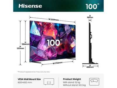 Hisense 100E77S PRO wymiary telewizora 100 cali