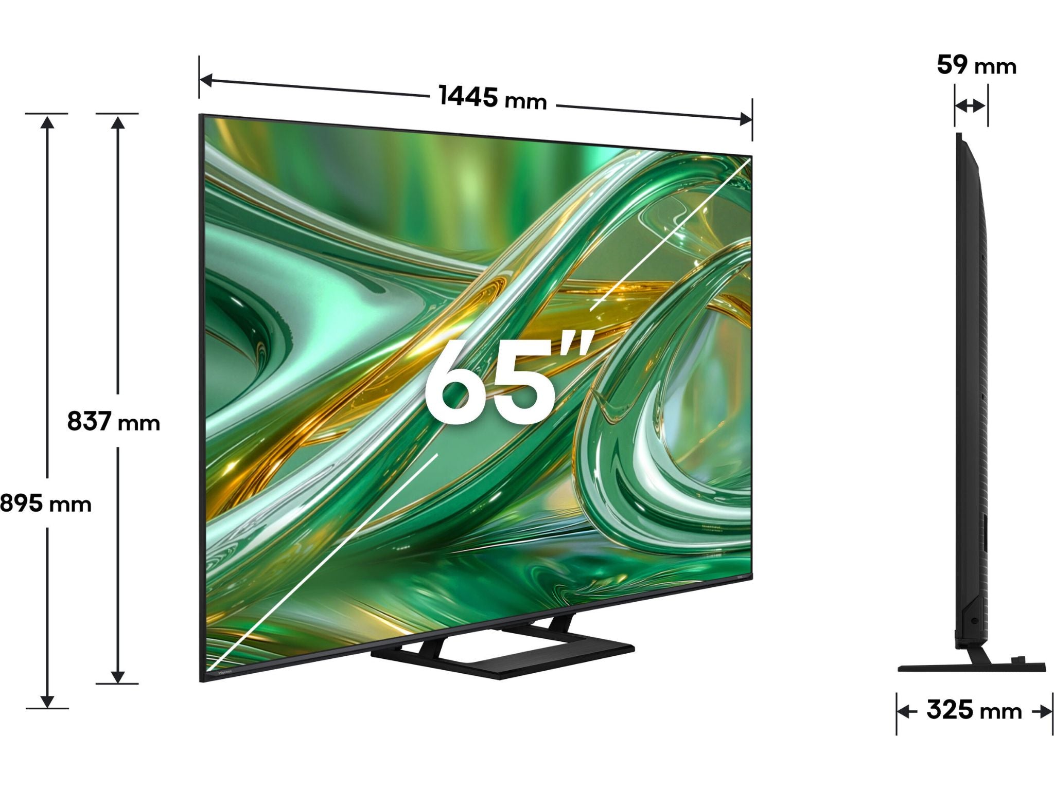 Hisense 65E8S wymiary telewizora 65 cali