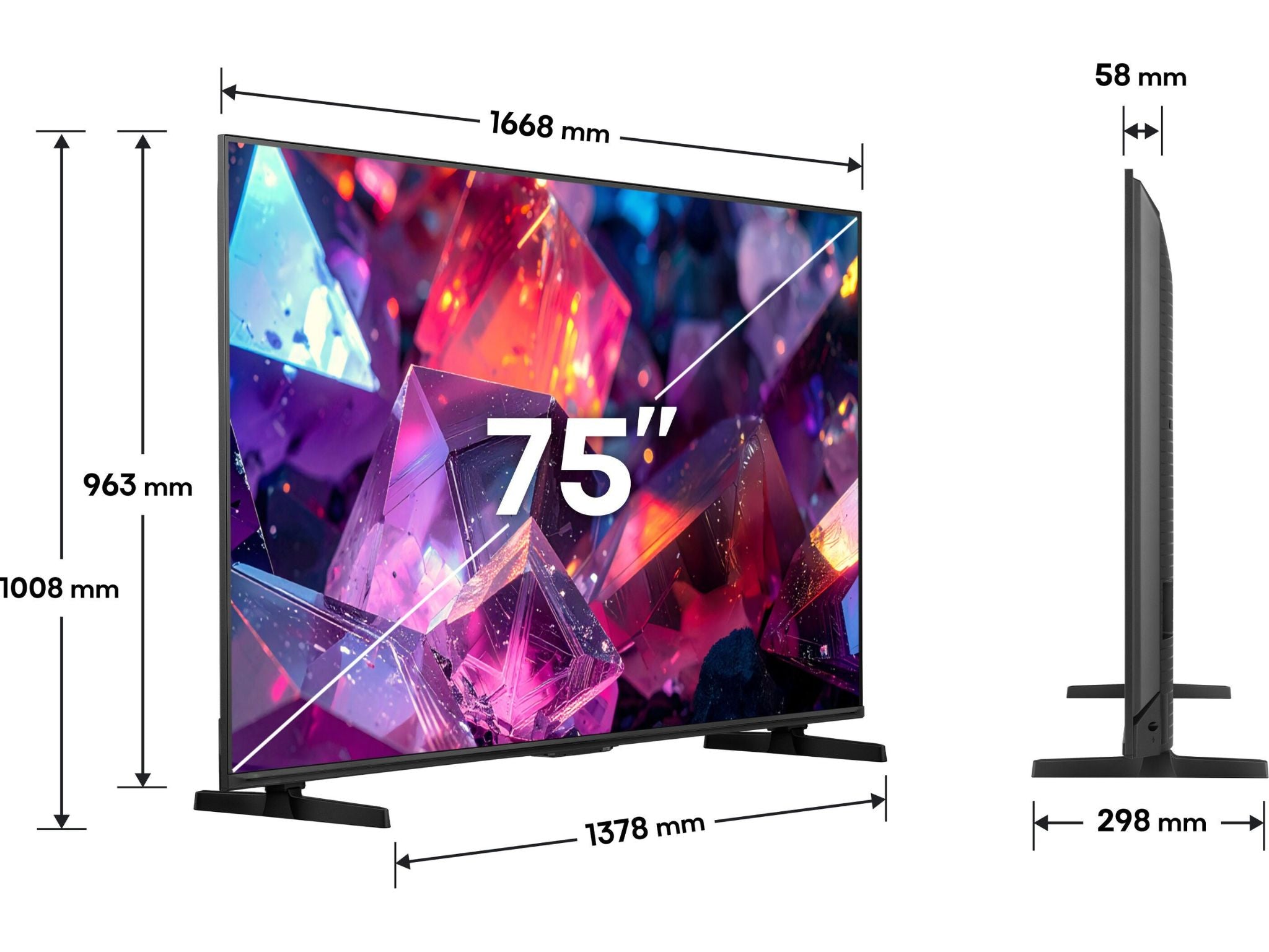 Hisense 75E77S PRO wymiary telewizora 75 cali