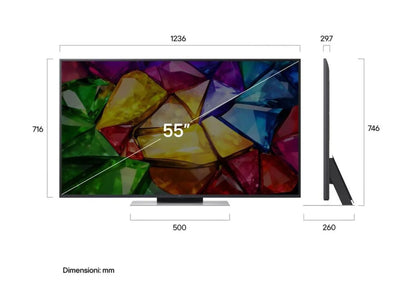 LG 55MRGB87B6B wymiary telewizora 55 cali szerokość wysokość głębokość