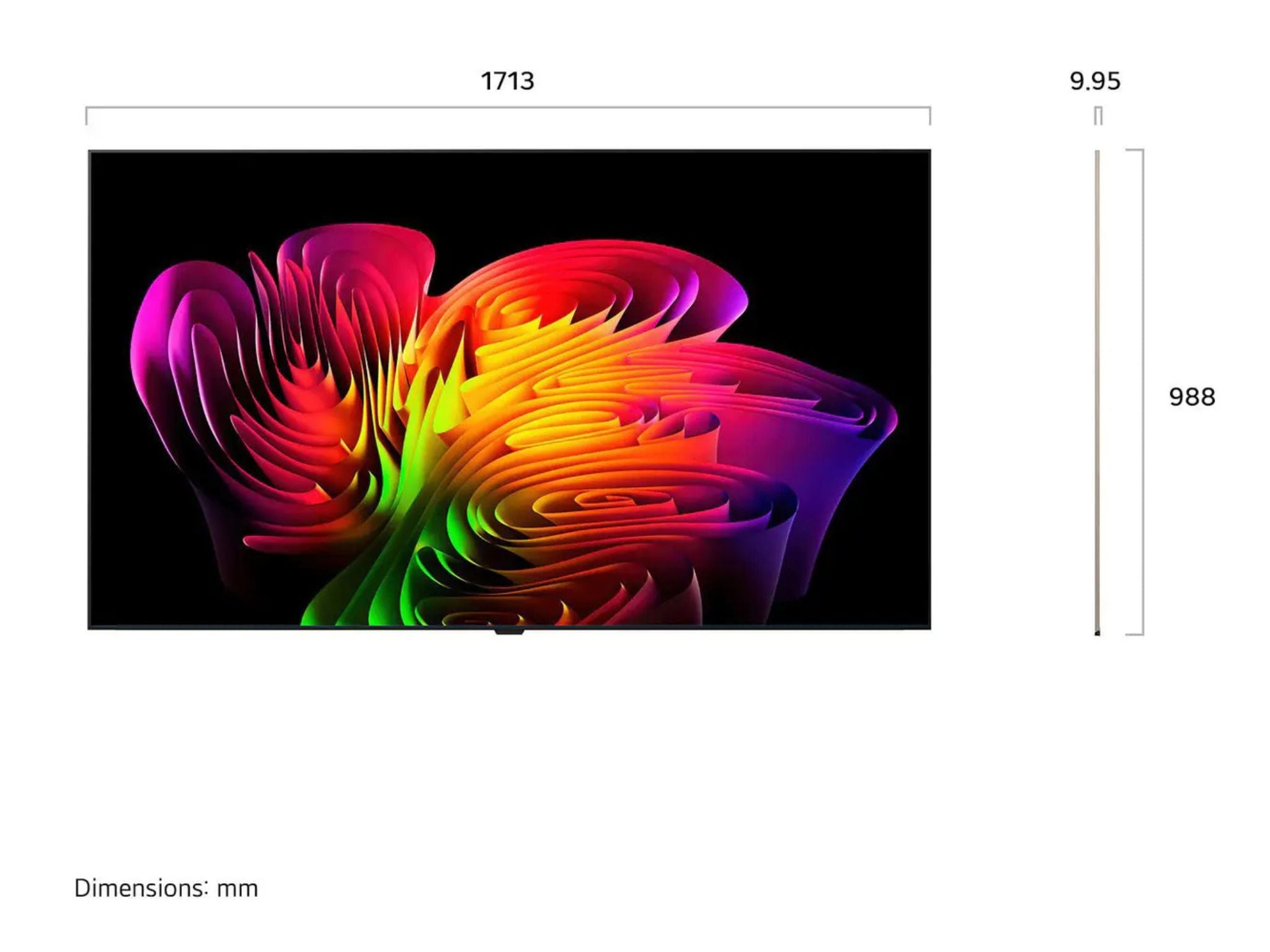 LG 77W69LA wymiary telewizora OLED evo 77 cali szerokość wysokość głębokość
