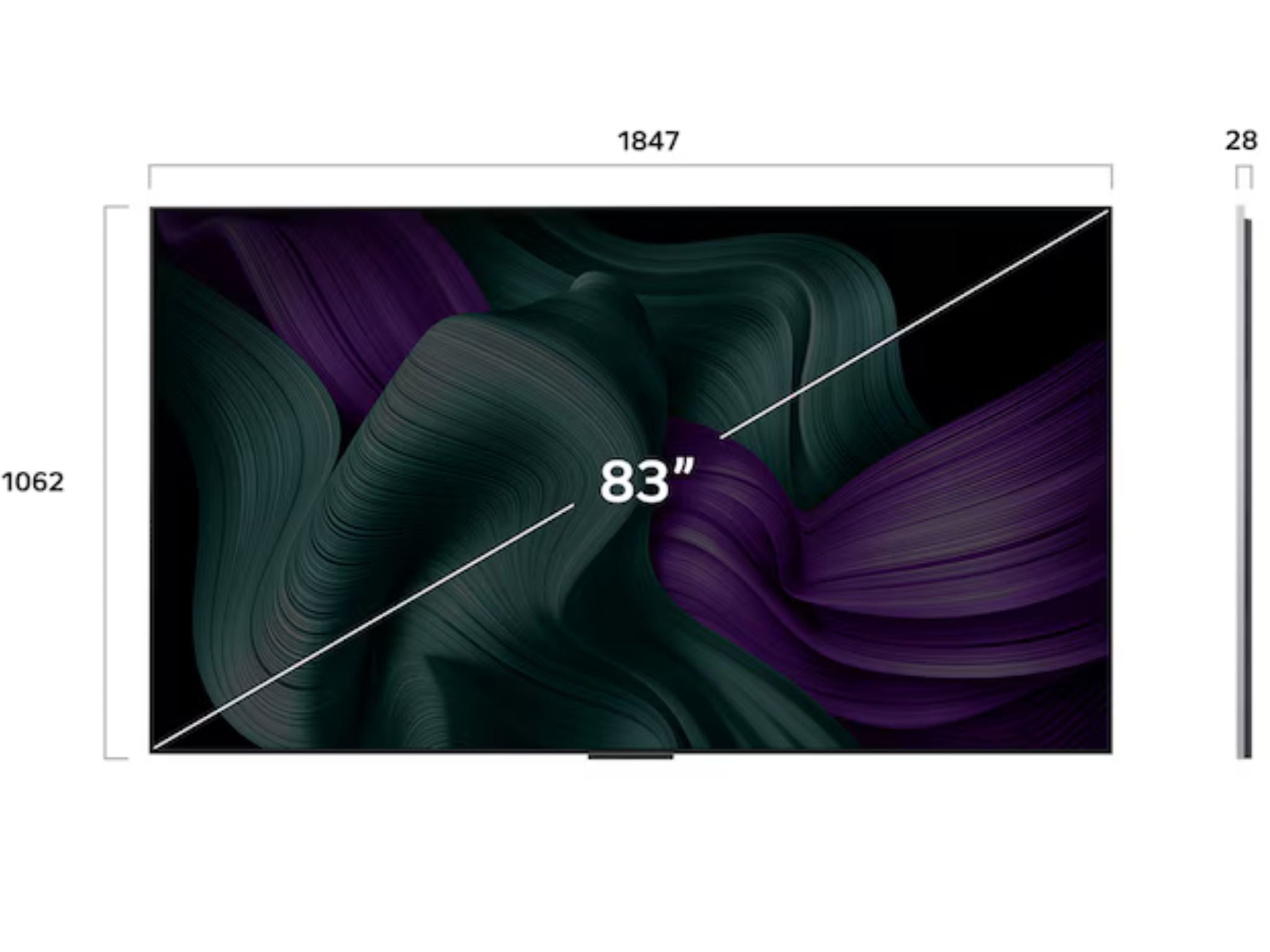 LG 83M59 wymiary telewizora 83 cali szerokość wysokość głębokość