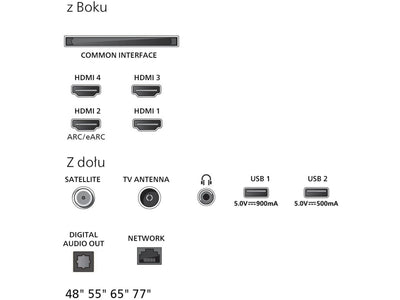 Philips 48OLED770 porty HDMI USB złącza Smart TV