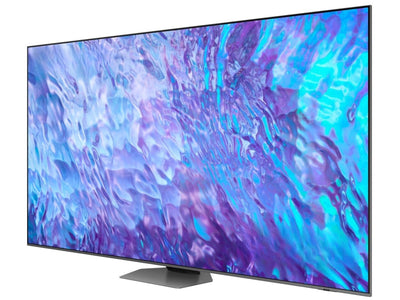 Samsung 98Q80C Smart TV 98 cali 4K widok boczny pod kątem smukła obudowa